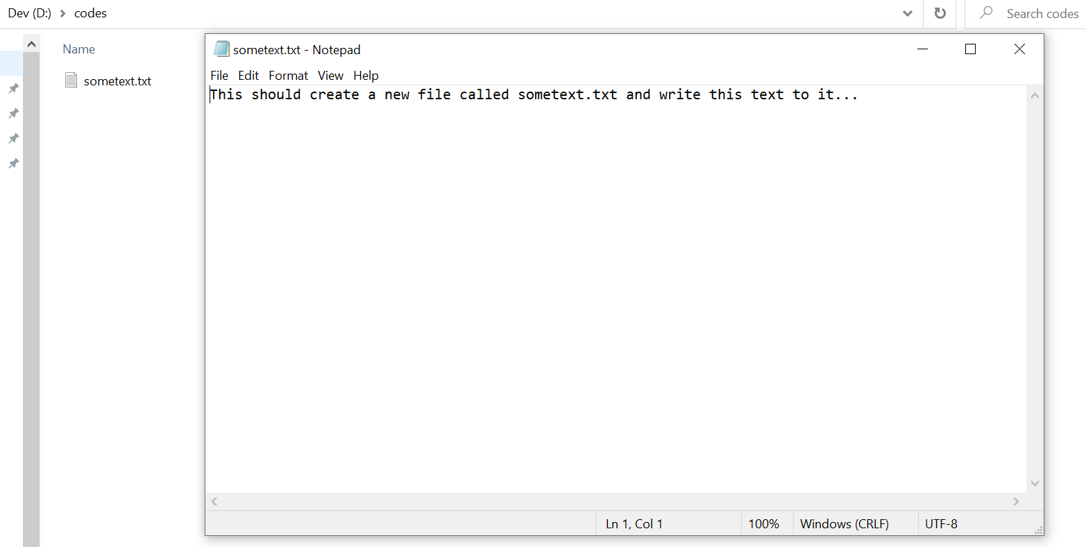 create text file and write the content output